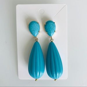Turquoise Jeweled Stone Opal Drop Earrings